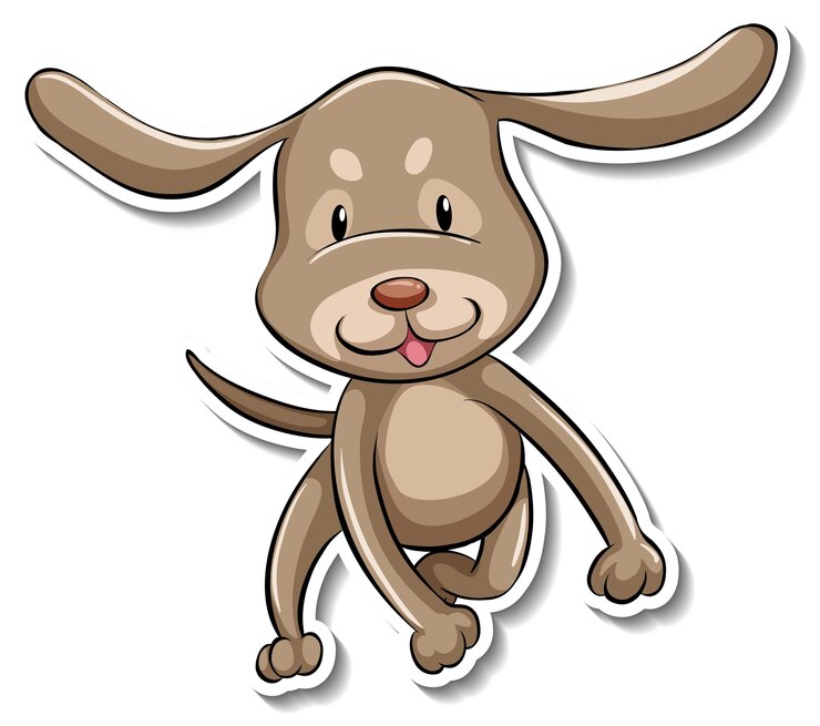 Vector gratuito una plantilla de pegatina de personaje de dibujos animados de perro