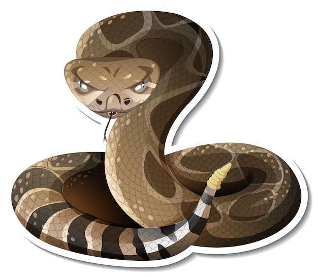 Vector gratuito una plantilla de pegatina de personaje de dibujos animados de serpiente