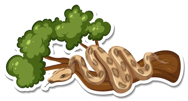Una plantilla de pegatina de personaje de dibujos animados de serpiente