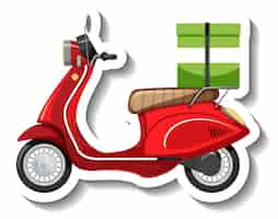 Vector gratuito una plantilla de pegatina con scooter para reparto de comida.