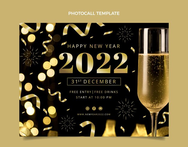 Plantilla de photocall de año nuevo degradado
