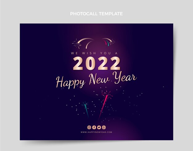 Plantilla de photocall de año nuevo degradado