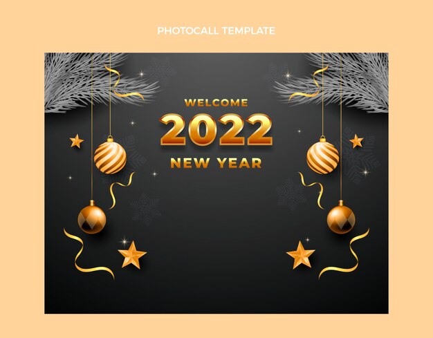 Plantilla de photocall de año nuevo realista