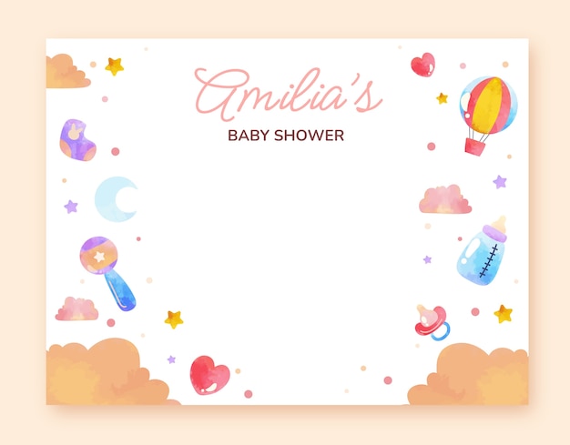 Vector gratuito plantilla de photocall de baby shower en acuarela