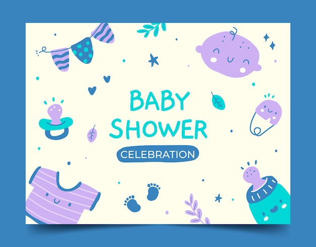 Plantilla de photocall de baby shower dibujada a mano