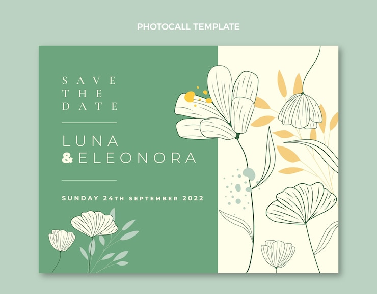 Vector gratuito plantilla de photocall de boda dibujada a mano