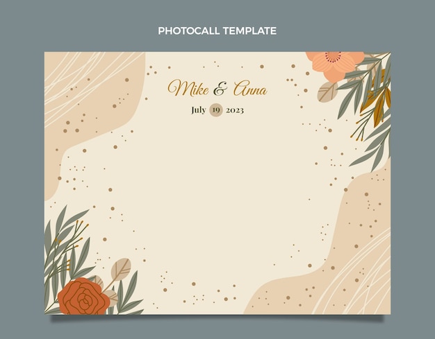 Plantilla de photocall de boda con marco boho