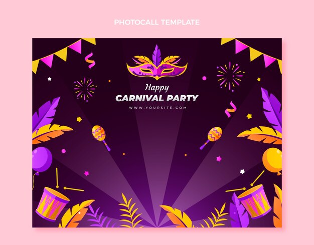 Plantilla de photocall de carnaval degradado