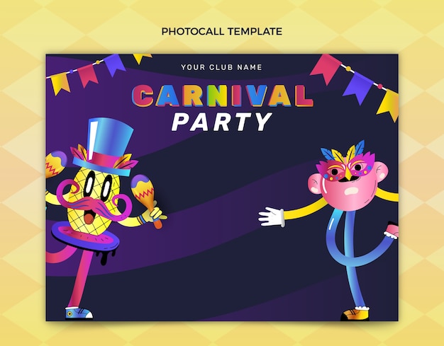 Plantilla de photocall de carnaval degradado