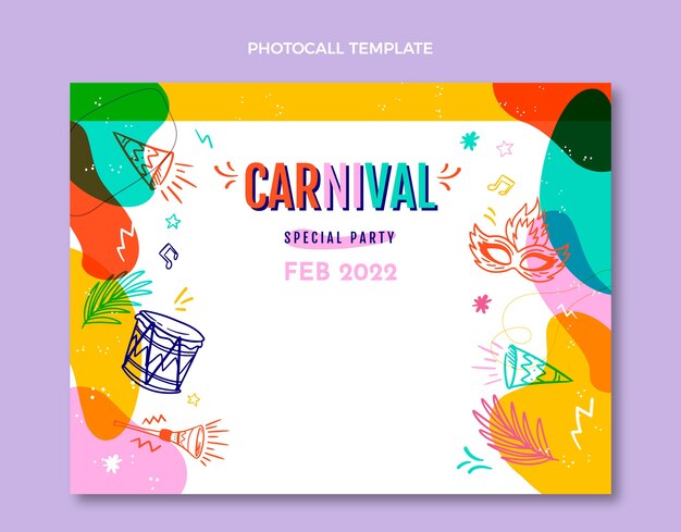 Plantilla de photocall de carnaval dibujada a mano