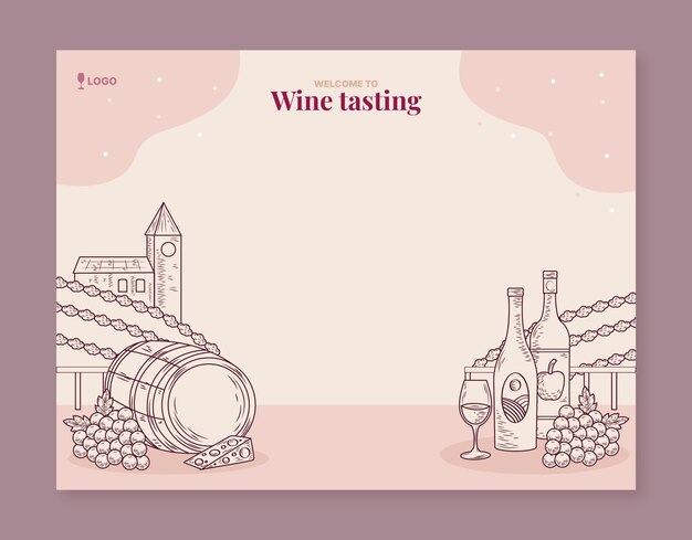 Plantilla de photocall de cata de vinos dibujada a mano