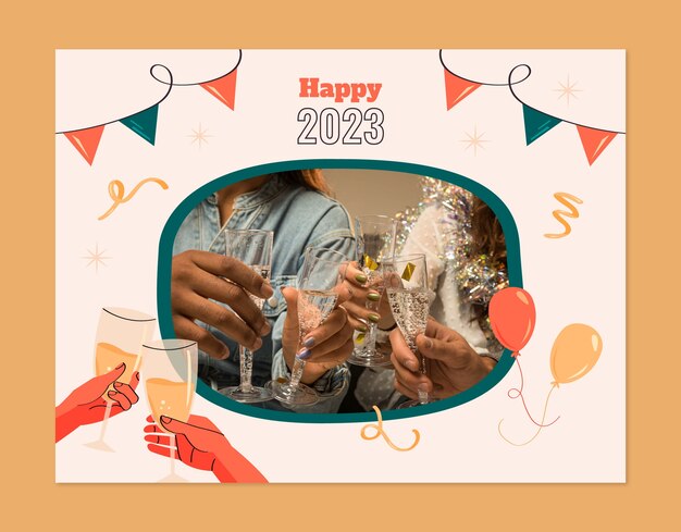 Plantilla de photocall de celebración de año nuevo 2023