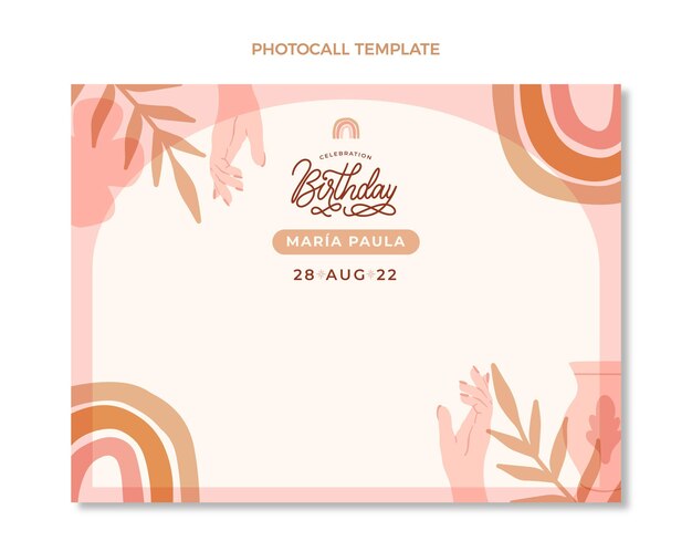 Plantilla de photocall de cumpleaños dibujada a mano