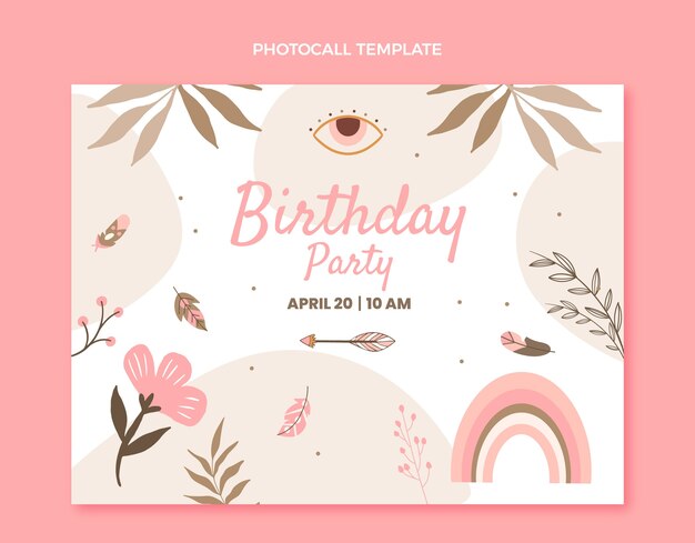 Plantilla de photocall de cumpleaños dibujada a mano