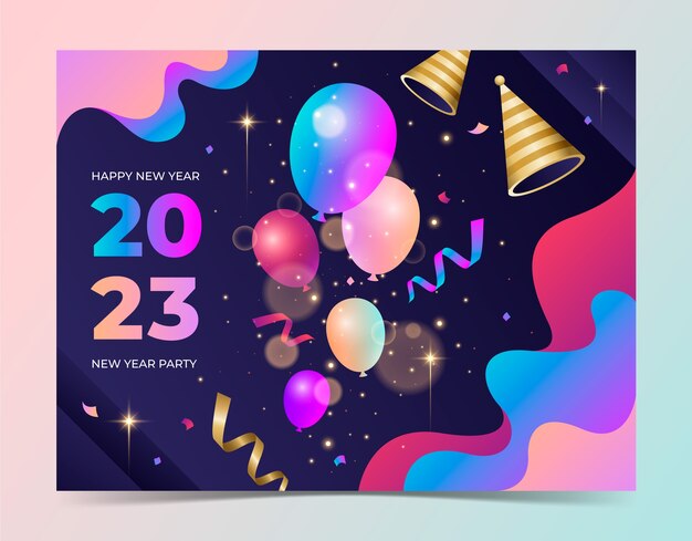 Plantilla de photocall degradado de año nuevo 2023