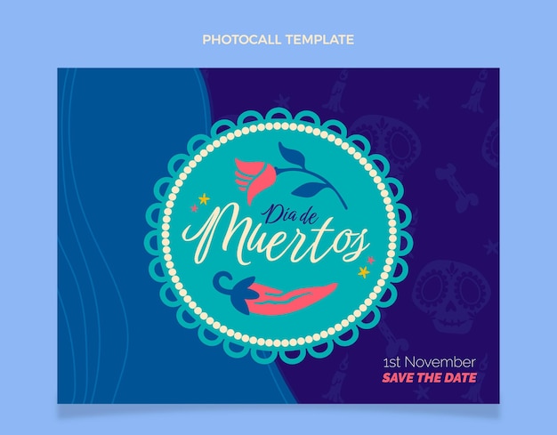 Vector gratuito plantilla de photocall de dia de muertos dibujada a mano