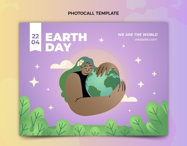 Vector gratuito plantilla de photocall del día de la tierra degradado