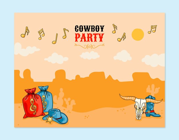 Plantilla de photocall de evento de fiesta de vaqueros