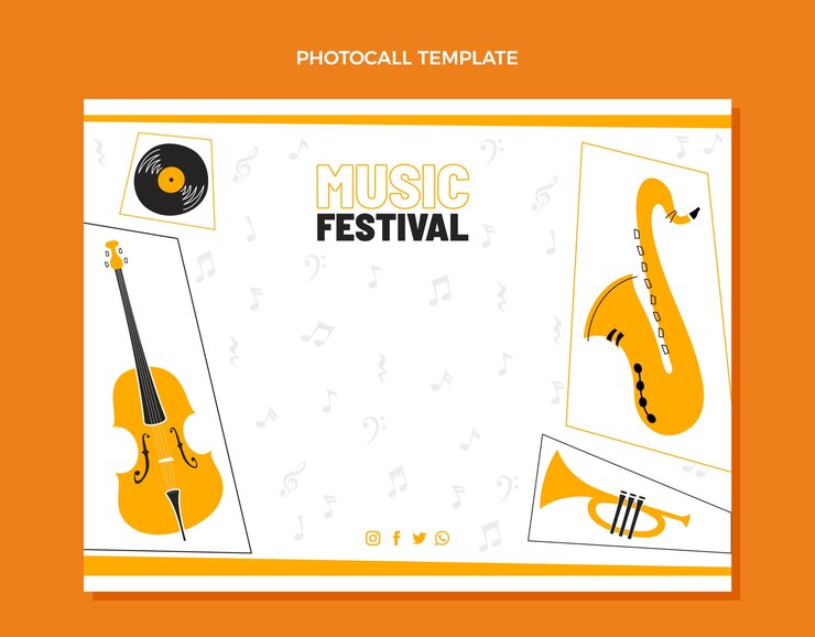 Vector gratuito plantilla de photocall de festival de música minimalista de diseño plano