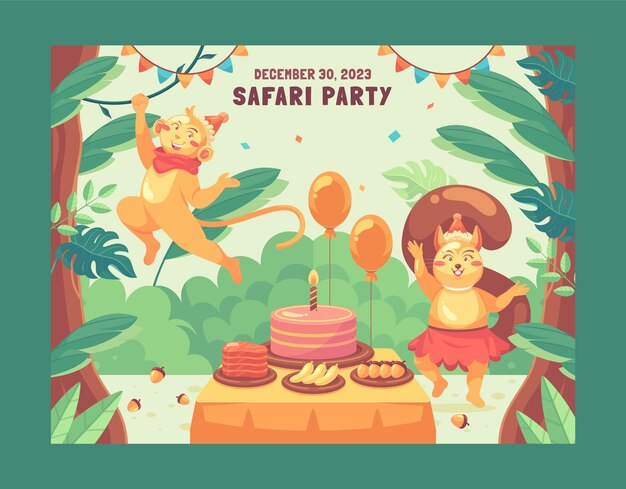 Plantilla de photocall de fiesta de safari dibujada a mano