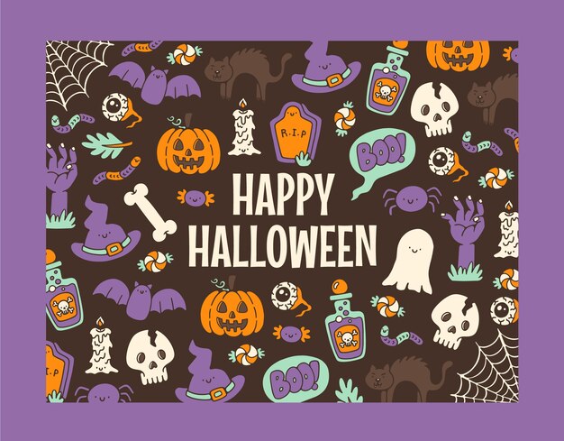 Plantilla de photocall de halloween dibujada a mano
