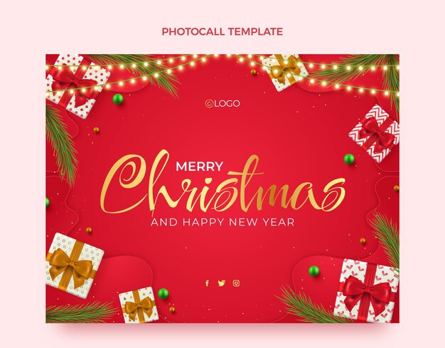 Plantilla de photocall de navidad realista