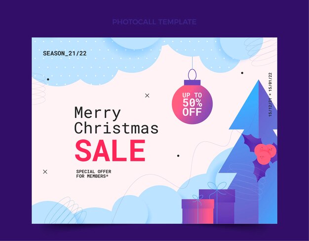 Plantilla de photocall navideño degradado
