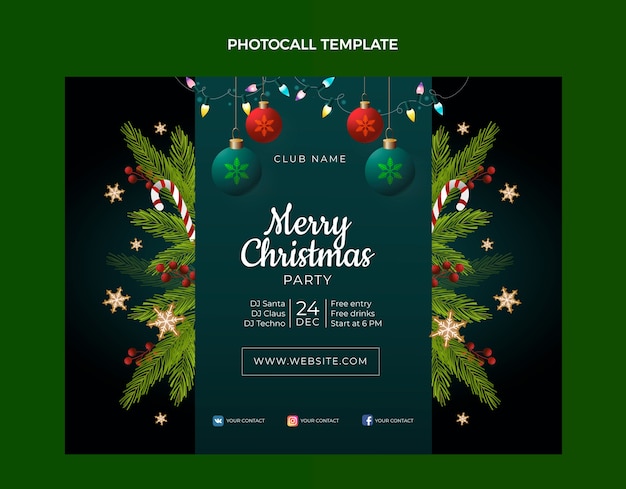 Plantilla de photocall navideño degradado