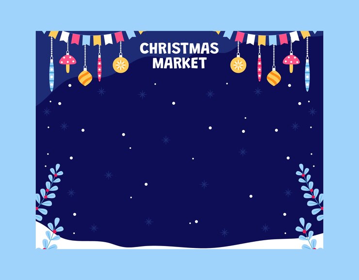 Vector gratuito plantilla de photocall plano para mercado navideño.