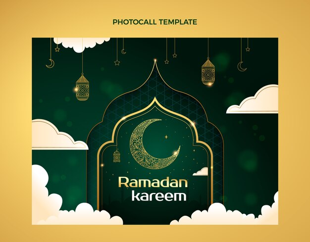 Plantilla de photocall de ramadán degradado