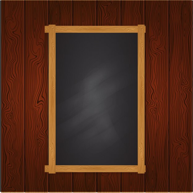Plantilla de pizarra sobre pared de madera