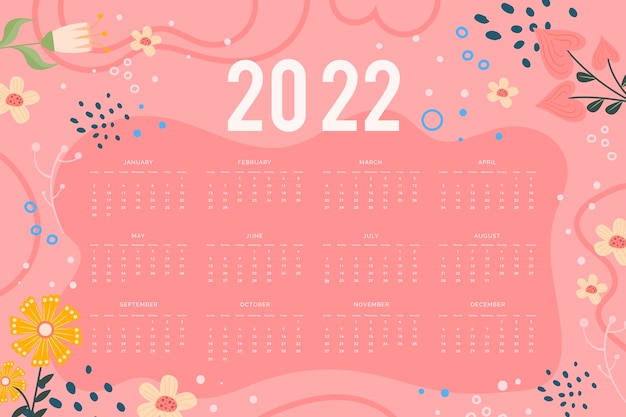 Vector gratuito plantilla plana calendario 2022