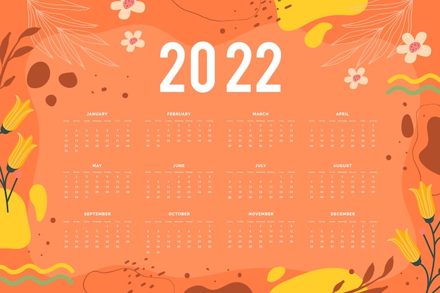 Vector gratuito plantilla plana calendario 2022