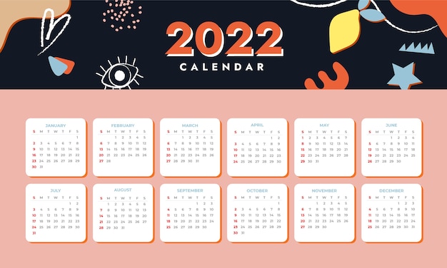 Plantilla plana calendario 2022