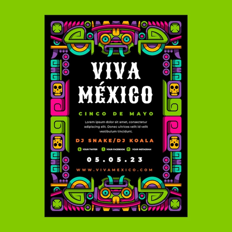 Plantilla plana de cartel de 5 de mayo