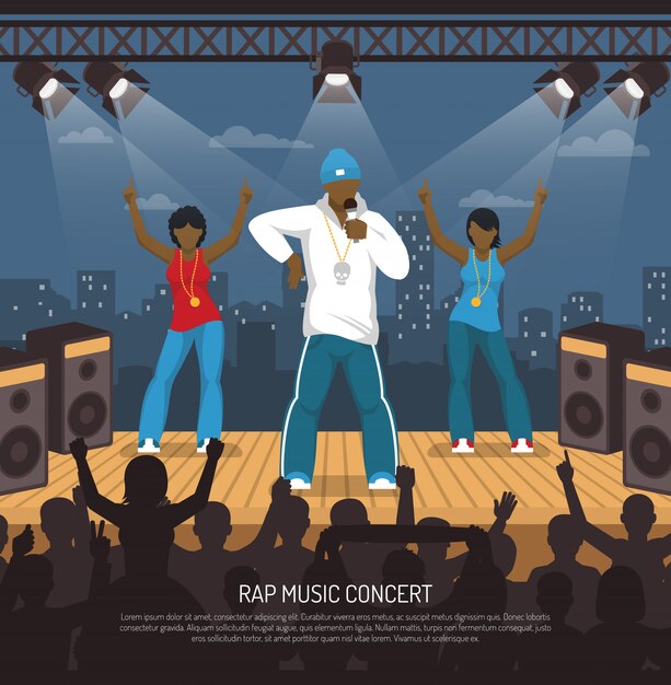 Plantilla plana de concierto de música rap