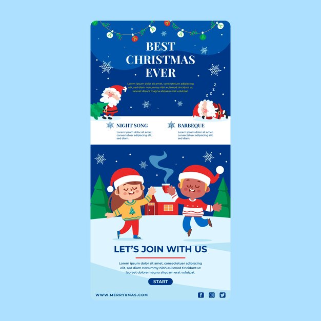 Plantilla plana de correo electrónico de navidad