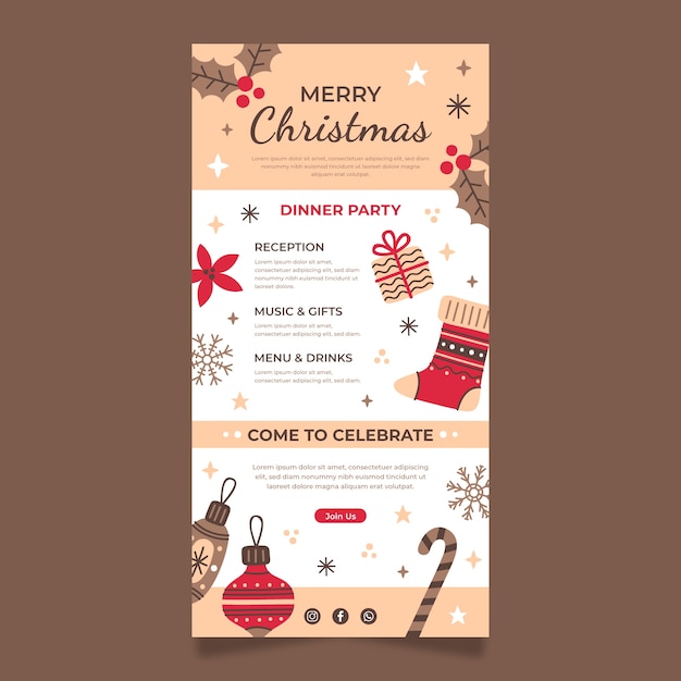 Plantilla plana de correo electrónico de navidad