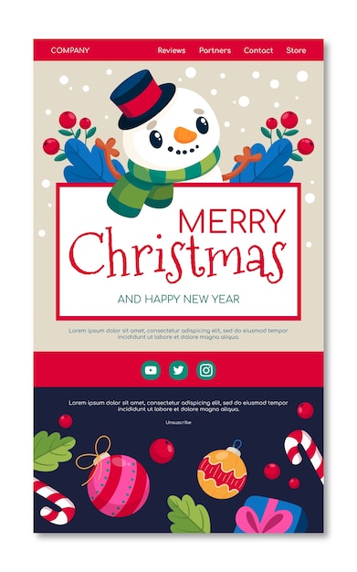 Plantilla plana de correo electrónico de navidad