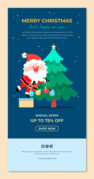 Plantilla plana de correo electrónico de navidad