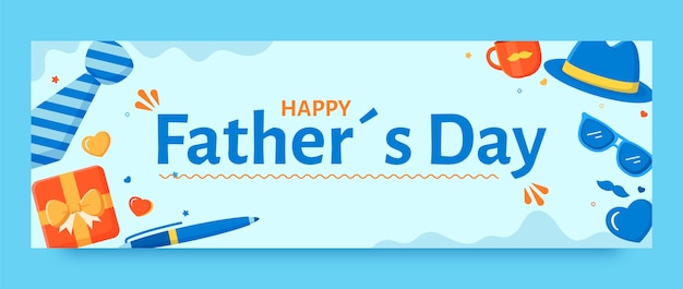 Vector gratuito plantilla plana de encabezado de twitter para celebración del día del padre