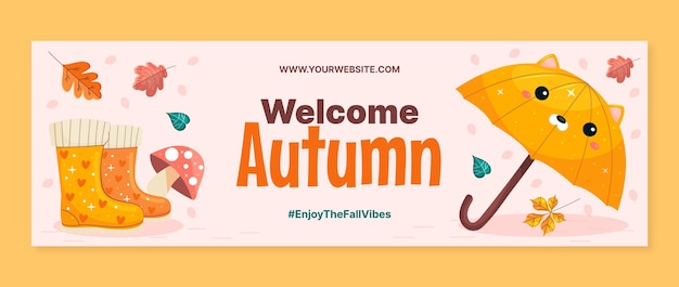 Plantilla plana de encabezado de twitter para celebración de otoño