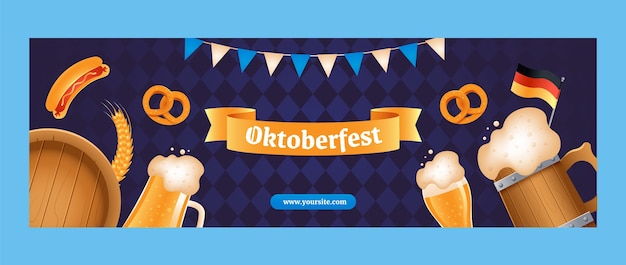 Vector gratuito plantilla plana de encabezado de twitter de oktoberfest