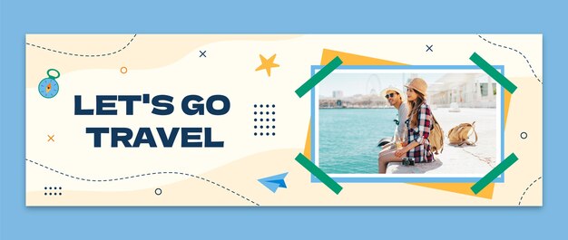 Plantilla plana de encabezado de twitter para viajes de aventuras