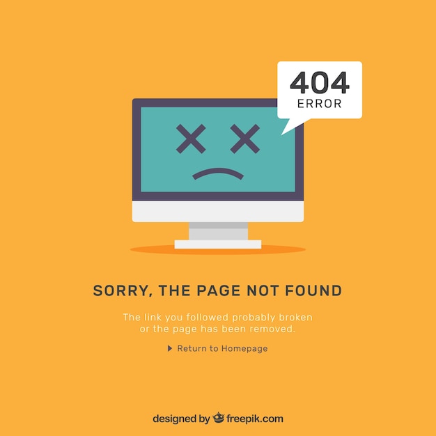 Plantilla plana de error 404 