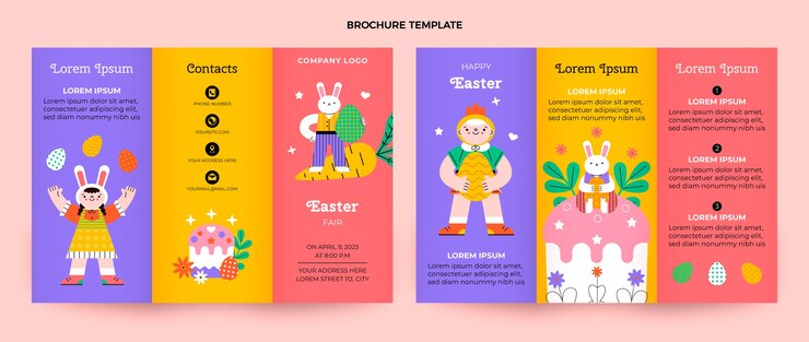 Vector gratuito plantilla plana de folleto de pascua