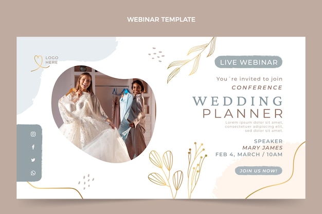 Vector gratuito plantilla plana de folleto para planificador de bodas