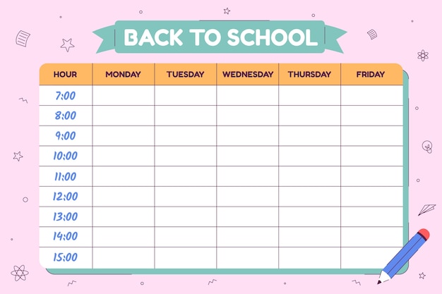 Plantilla plana de horario de regreso a la escuela