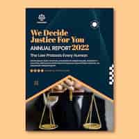 Vector gratuito plantilla plana de informe anual de bufete de abogados