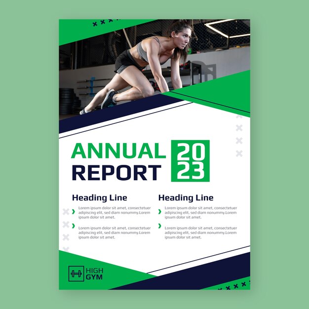Plantilla plana de informe anual de gimnasio y ejercicio